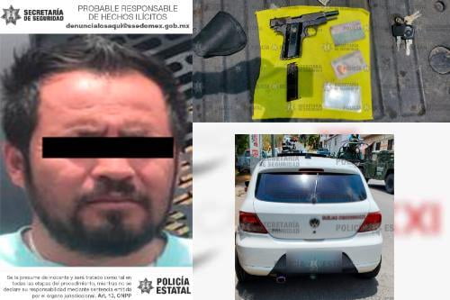 Detienen a sujeto armado junto con su taxi en Ixtapan de la Sal